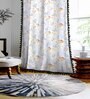 White Cotton Floral 7Ft Light Filtering Eyelet (Set Of 2) Door Curtains