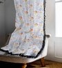White Cotton Floral 9Ft Light Filtering Eyelet (Set Of 2) Long Door Curtains