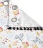 White Cotton Floral 9Ft Light Filtering Eyelet (Set Of 2) Long Door Curtains