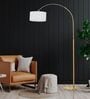 Elvis White Cotton Shade Club Floor Lamp With Metal Base