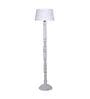 Euclid White Cotton Shade Club Floor Lamp With Wood Base