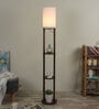 Uniquely White Cotton Shade Shelf Floor Lamp With MDF Base