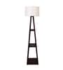 Dark White Cotton Shade Shelf Floor Lamp With MDF Base
