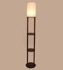 Uniquely White Cotton Shade Shelf Floor Lamp With MDF Base