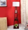 Dark White Cotton Shade Shelf Floor Lamp With MDF Base