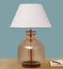 Frosted White Cotton Shade Night Lamp With Glass Base