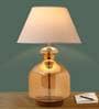 Frosted White Cotton Shade Night Lamp With Glass Base