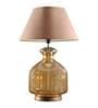 Alper White Cotton Shade Night Lamp With Glass Base