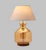 Frosted White Cotton Shade Night Lamp With Glass Base