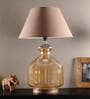 Alper White Cotton Shade Night Lamp With Glass Base