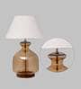 Frosted White Cotton Shade Night Lamp With Glass Base