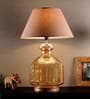 Alper White Cotton Shade Night Lamp With Glass Base