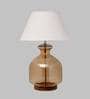 Frosted White Cotton Shade Night Lamp With Glass Base