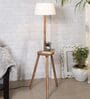 Hubble White Cotton Shade Shelf Floor Lamp With Wood Base