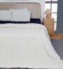 White Solid 350 TC Cotton Double Bed Cover with 2 Pillow Covers