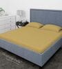 Yellow Cotton Solid Finest 300TC Plain Super King Bedsheet with 2 Pillow Covers