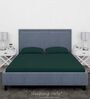 Green Cotton Solid Finest 300TC Plain Super King Bedsheet with 2 Pillow Covers