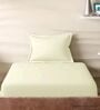 white Cotton Solid 210TC Plain Single Bedsheet with 1 Pillow Cover