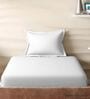 White Cotton Solid 210TC Plain Single Bedsheet with 1 Pillow Cover