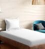 White Cotton Solid 210TC Plain Single Bedsheet with 1 Pillow Cover