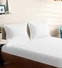 White Cotton Solid 210TC Plain Super King Bedsheet with 2 Pillow Covers