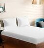 White Cotton Solid 210TC Plain Super King Bedsheet with 2 Pillow Covers