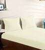 Cream Cotton Solid 210TC Plain Super King Bedsheet with 2 Pillow Covers