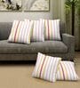 White Cotton Striped 14 x 14 inch Set of 5 Cushion Covers