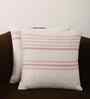 White Cotton Striped 16x16 inches Cushion Cover Set of 2