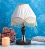 Mise White Fabric Shade Night Lamp With Metal Base