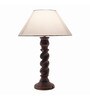 White Fabric shade Table Lamp with Wood base