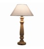 White Fabric shade Table Lamp with Wood base