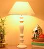 White Fabric shade Table Lamp with Wood base