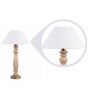 White Fabric shade Table Lamp with Wood base