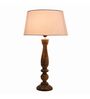White Fabric shade Table Lamp with Wood base
