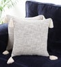White Cotton Textured 12x12 inches (Set of 2) Cushion Covers