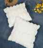 White Cotton Textured 16X16 Inches Cushion Covers (2Pcs)