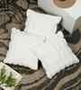 White Cotton Textured 16X16 Inches Cushion Covers (Pack of 3)