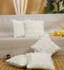 White Cotton Textured 16X16 Inches Cushion Covers (Pack of 5)