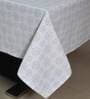 Floral Pattern White Cotton 89X55 Inch Table Cloth