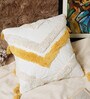 White Woven Cotton 16 x 16 Inches Cushion Cover