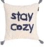 White Quoted Woven Cotton 16 x 16 Inch Cushion Covers (Set of 2)