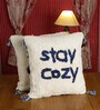 White Quoted Woven Cotton 16 x 16 Inch Cushion Covers (Set of 2)