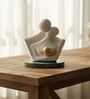 White Couple Showpiece Gold Heart With Green Marble Base