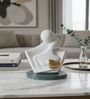 White Couple Showpiece Gold Heart With Green Marble Base