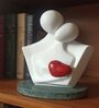 White Couple Showpiece Red Heart With Green Marble Base