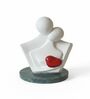 White Couple Showpiece Red Heart With Green Marble Base