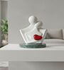 White Couple Showpiece Red Heart With Green Marble Base