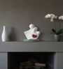 White Couple Showpiece Red Heart With Green Marble Base