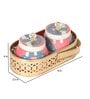 White Cow Print Jars WIth basket Set of 2